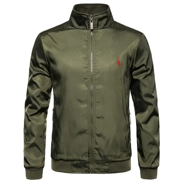 2021 New Autumn Winter Stand Colar Zipper Men Streetwear Bomber Jacket Windbreaker Mens Basic Jackets