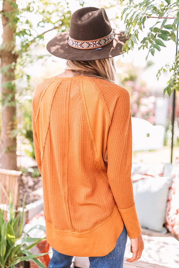 Chai Tea Latte Waffle Knit Top In Copper