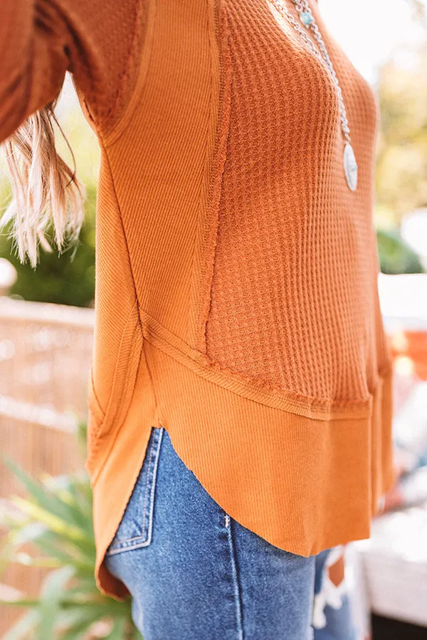 Chai Tea Latte Waffle Knit Top In Copper