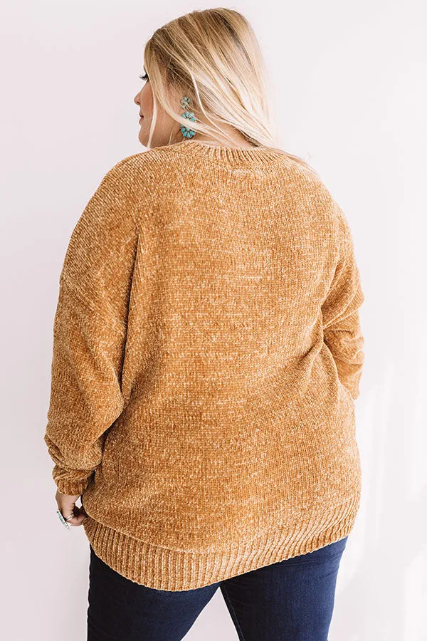 Cozy Celebration Chenille Sweater In Mustard Curves