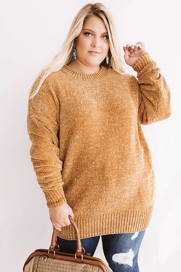 Cozy Celebration Chenille Sweater In Mustard Curves