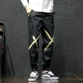 Criss Cross Knee Detail Streetwear Men Jogger Pants