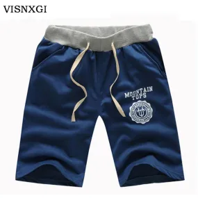 Deportes Corriendo Male Cotton Casual Letters Knee Length Shorts Men Brand Summer Fashion Plus Size 6 Colors Black Clothing D020