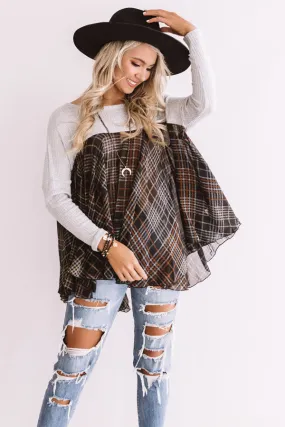 Easy Going Girl Shift Top In Grey