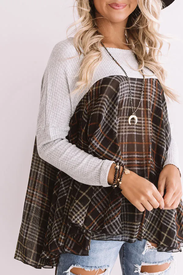 Easy Going Girl Shift Top In Grey