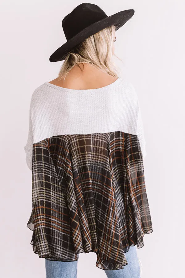 Easy Going Girl Shift Top In Grey