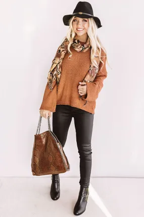 Fireside Feelings Knit Sweater In Cinnamon