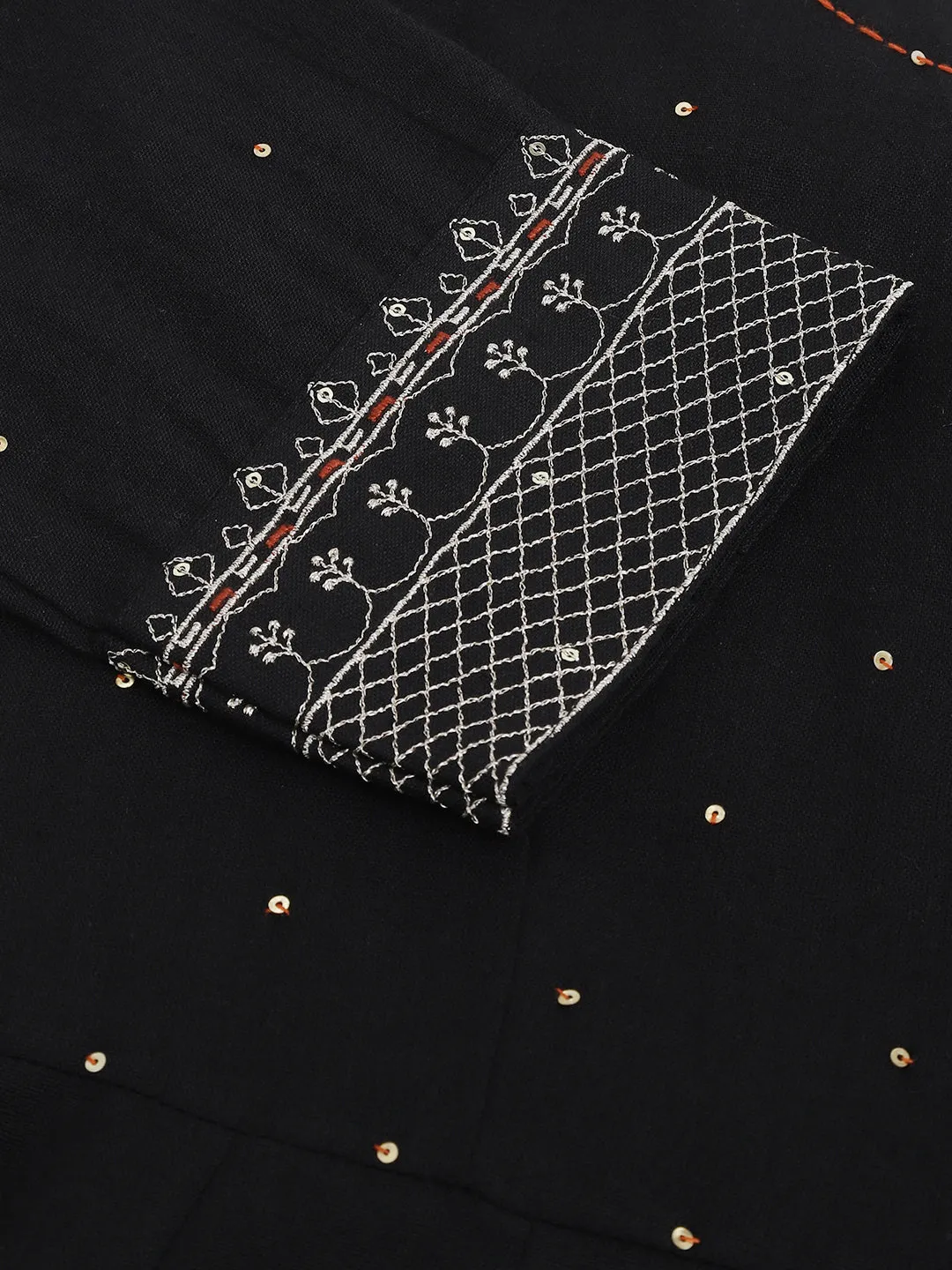 Jashvi Black Embroidered Cotton Anarkali Kurta
