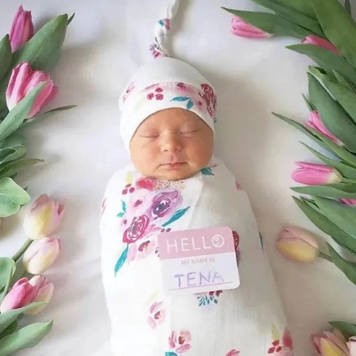 Lulujo Bamboo Bonnet & Swaddle Set