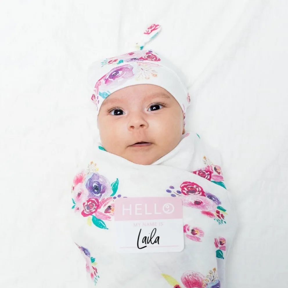 Lulujo Bamboo Bonnet & Swaddle Set