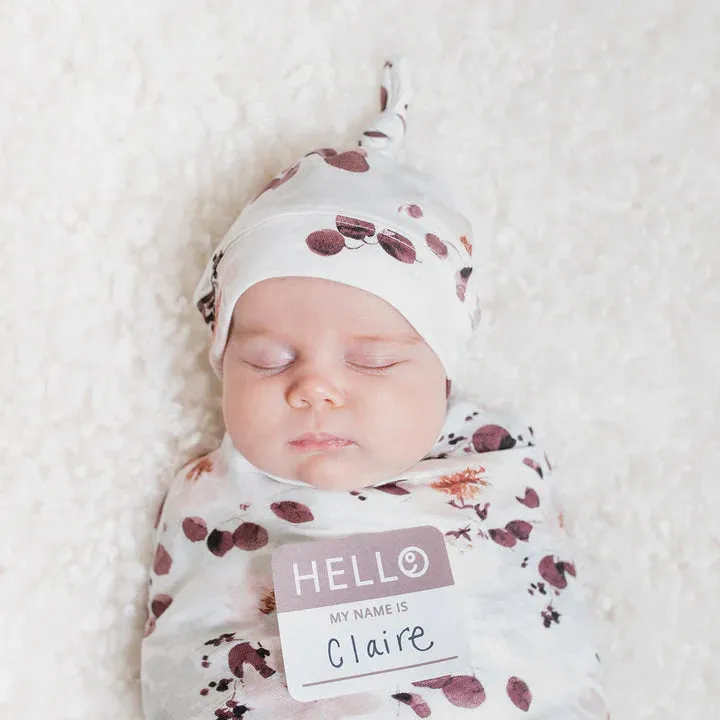 Lulujo Bamboo Bonnet & Swaddle Set