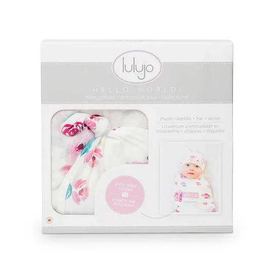 Lulujo Bamboo Bonnet & Swaddle Set