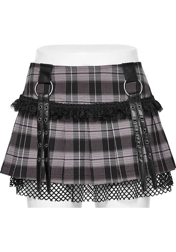 Quinn Tartan [Baby Pink/Black] | MINI SKIRT*