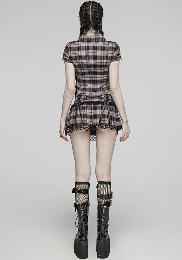 Quinn Tartan [Baby Pink/Black] | MINI SKIRT*