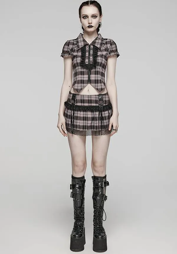 Quinn Tartan [Baby Pink/Black] | MINI SKIRT*