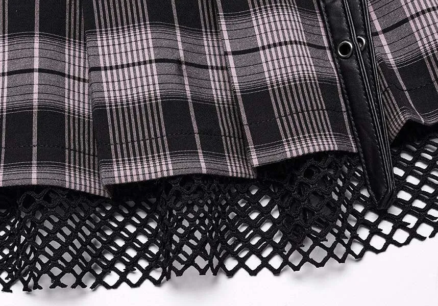 Quinn Tartan [Baby Pink/Black] | MINI SKIRT*