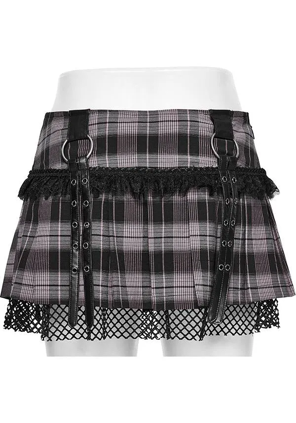 Quinn Tartan [Baby Pink/Black] | MINI SKIRT*