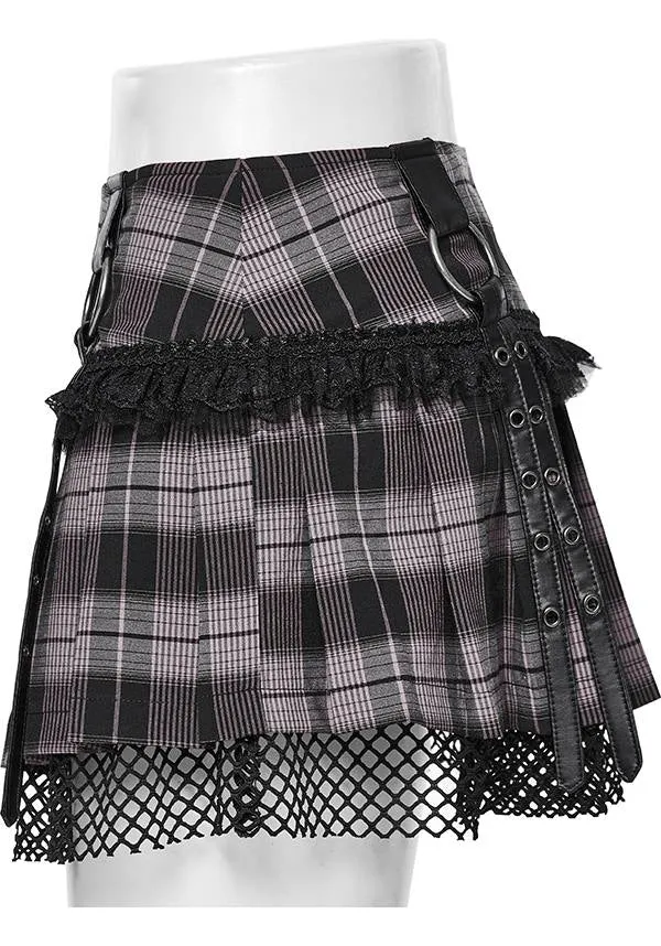 Quinn Tartan [Baby Pink/Black] | MINI SKIRT*