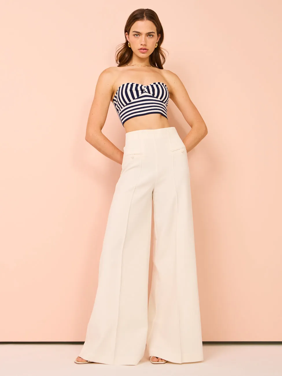 Shona Joy Amura High Waisted Wide Leg Pant in Cream