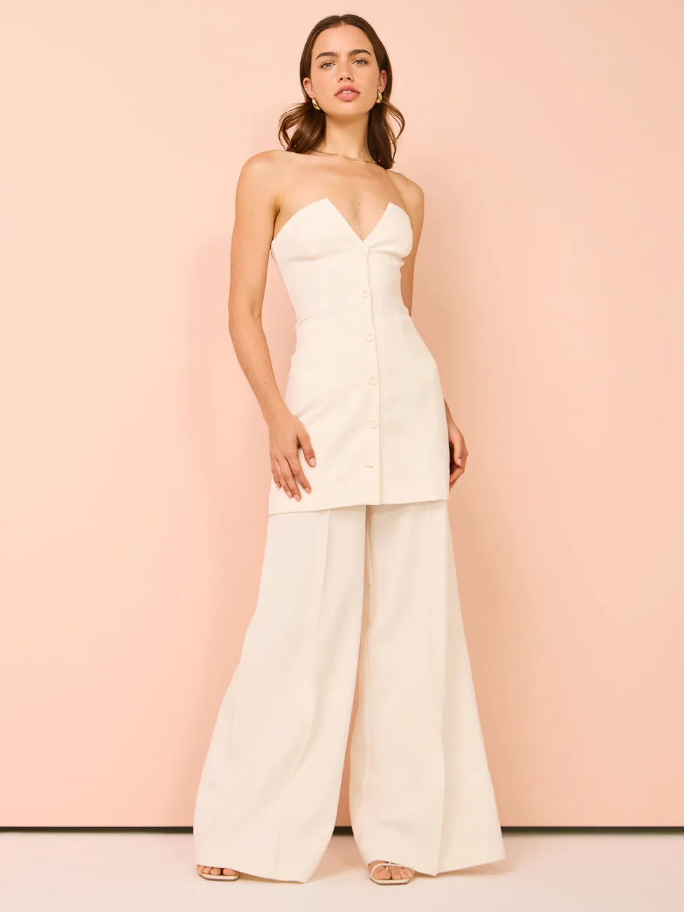 Shona Joy Amura High Waisted Wide Leg Pant in Cream