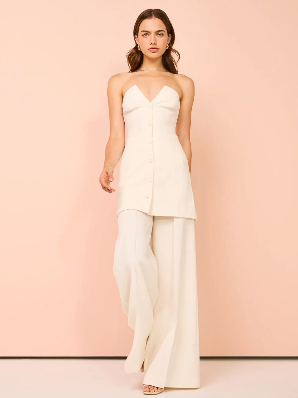 Shona Joy Amura High Waisted Wide Leg Pant in Cream