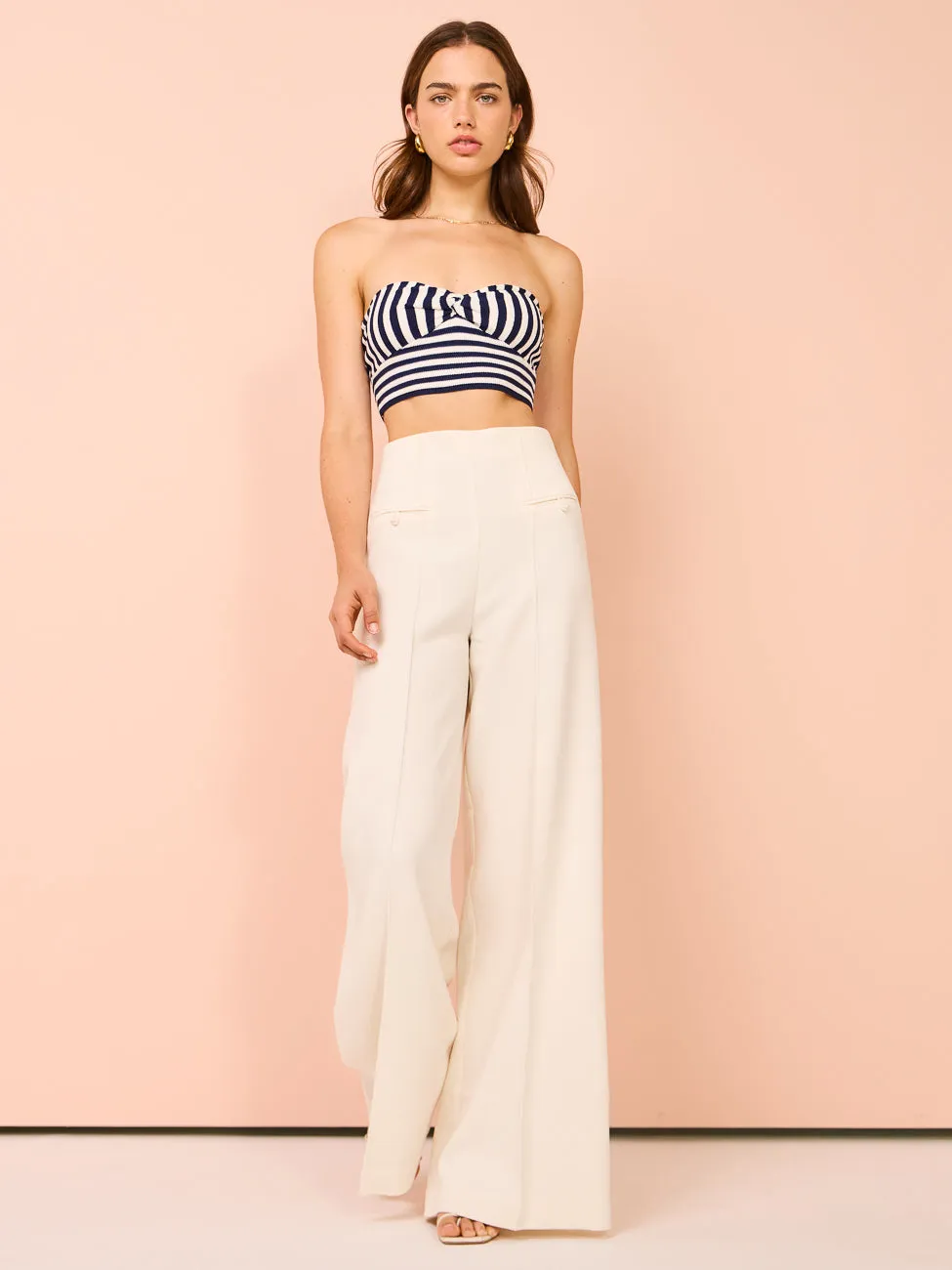 Shona Joy Amura High Waisted Wide Leg Pant in Cream