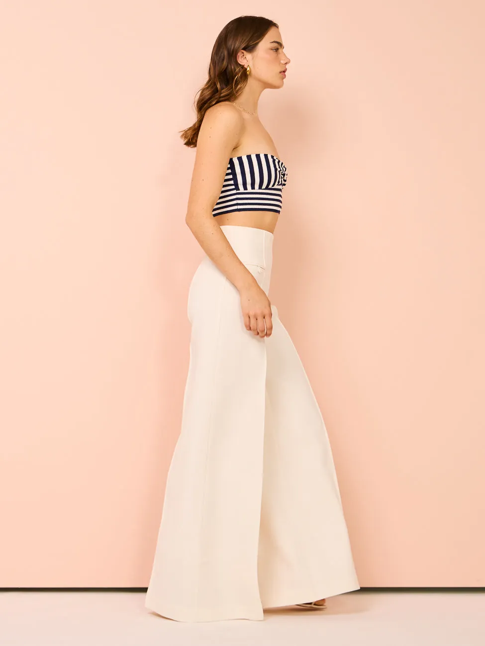 Shona Joy Amura High Waisted Wide Leg Pant in Cream