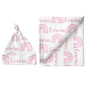 Sugar   Maple Large Blanket & Hat Set - Rainbow Pink