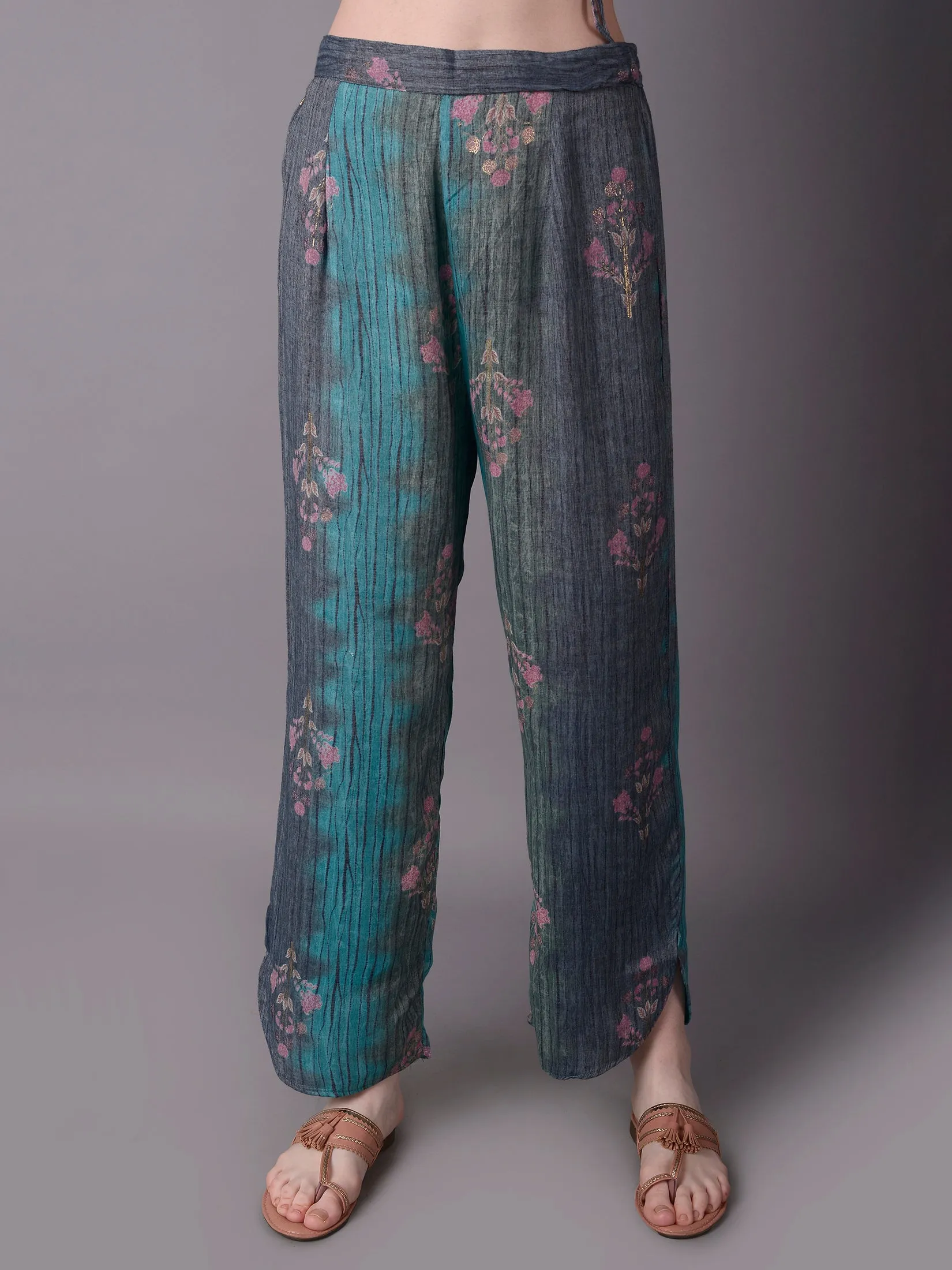 Women Multicolor Stripe Printed Kurta Comfort Pant Jacket