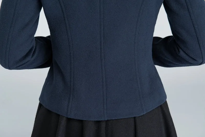 Wool short coat for women with single-breasted and two pocket 1634