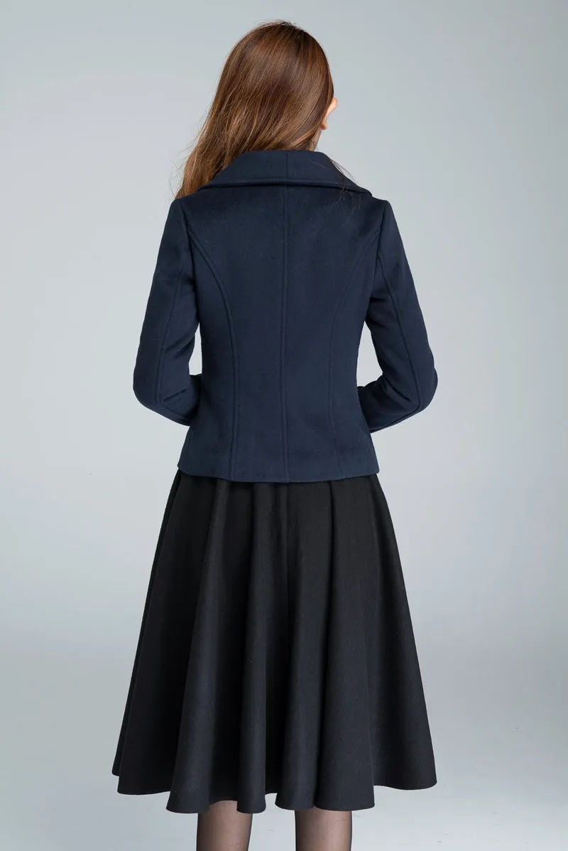 Wool short coat for women with single-breasted and two pocket 1634