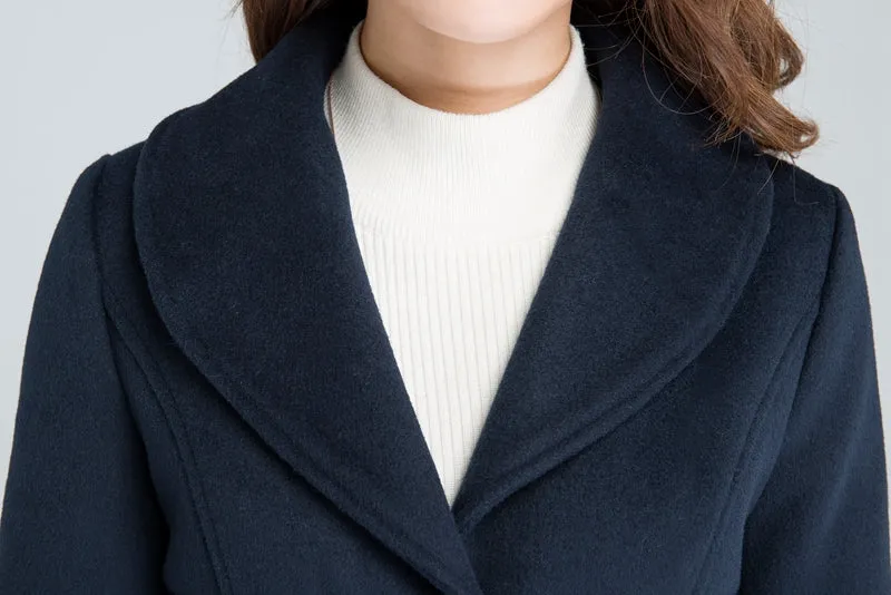 Wool short coat for women with single-breasted and two pocket 1634