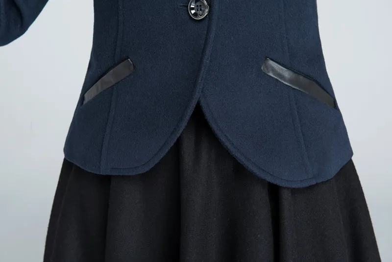 Wool short coat for women with single-breasted and two pocket 1634